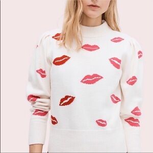 Kate Spade Lips Sweater Red Pink Valentine’s Day KISS Love